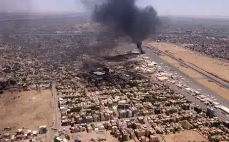 Sudan Aerial view showing bombing
